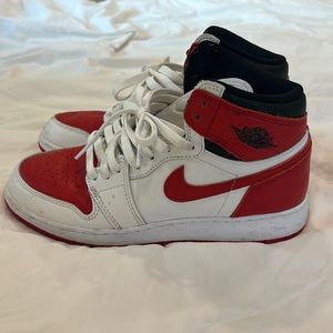 Red/white/black Nike air jordans boys size 7Y - Womens size 9